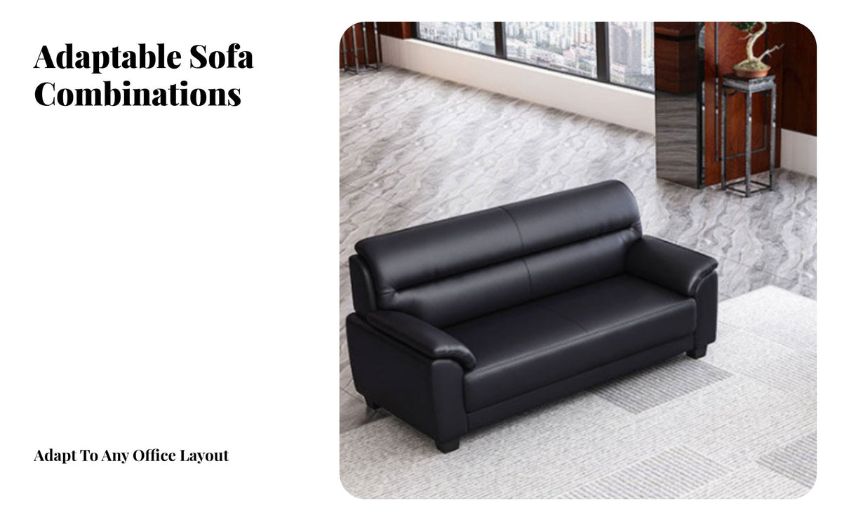 Professional Design 3-Seater Business Sofa Soft-Feel Upholstery Reception Seating Thickly Padded Cushion Commercial Furnishing Long-Lasting Comfort for Visitors, Clients, Office Workers, Waiting Room, Breakroom
