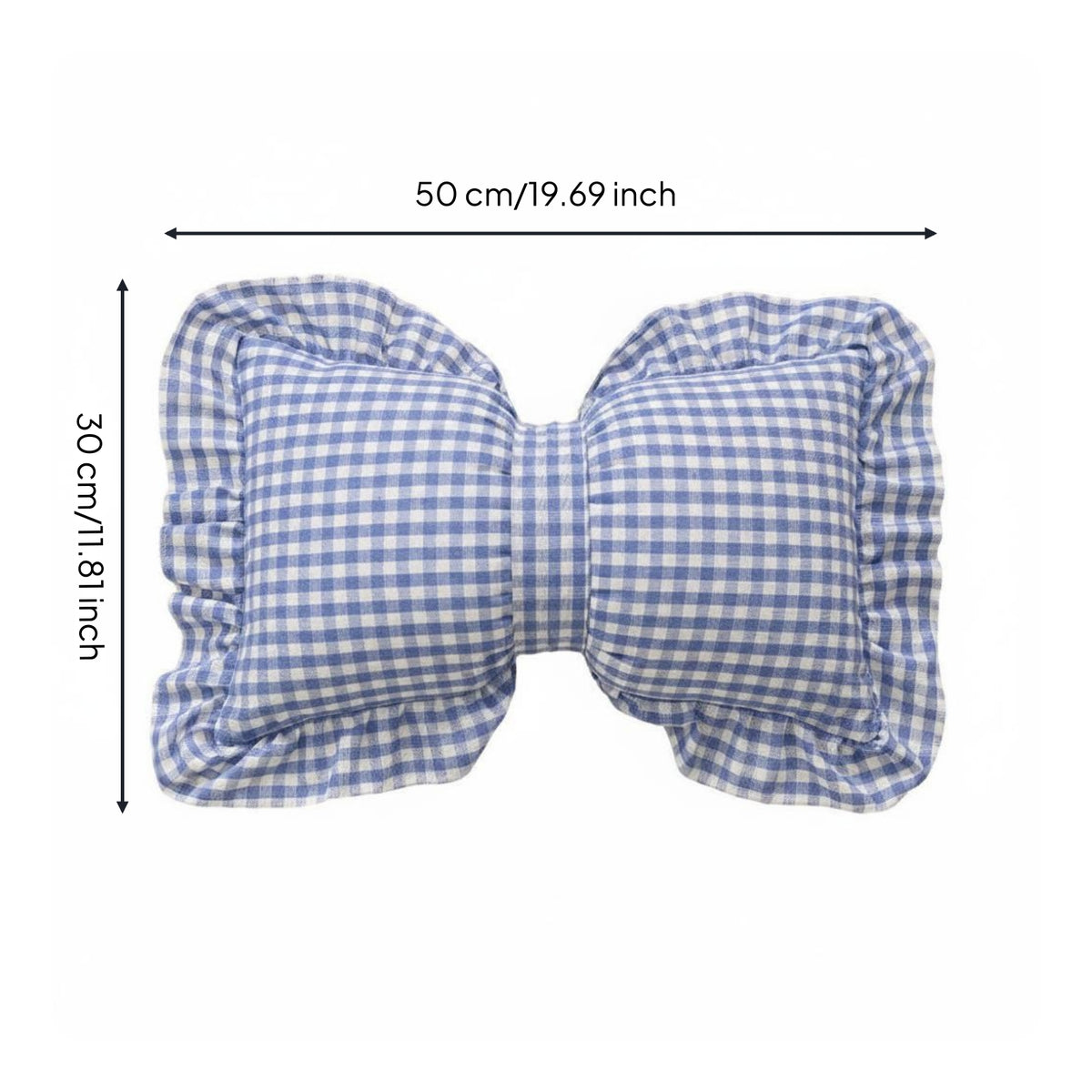 Bow-Shaped Pillow Cover and Insert Gingham Cushion Farmhouse Aesthetic