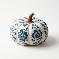 Floral Textile Pumpkin Shabby Chic Stuffed Pumpkin Soft Decorative Pumpkins Artisan-Made for Mantel