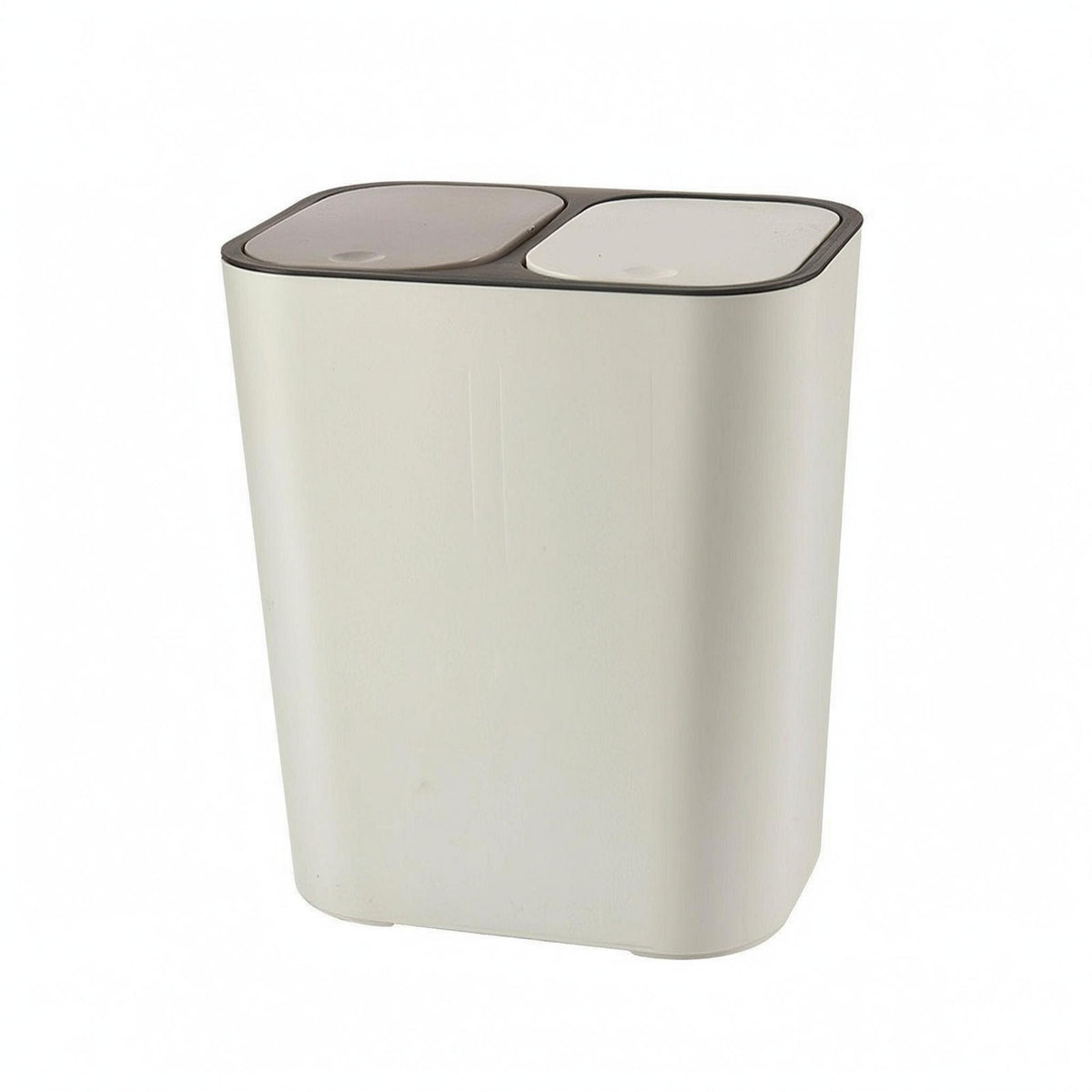 Double-Bin Trash Can Rounded Corners Two-partCompartment Design Hard Household Exterior Organizer for Kitchen