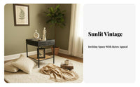 Sliding Top Storage Box Vintage Design Side Table Multi-Functional for Balcony