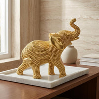 Beaded Elephant Statue Good Luck Home Decor Protection for Desktop