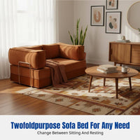 Retro Fabric Sofa Bed, Vintage Design, Small Space, Convertible, Removable Cover