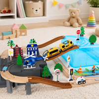 Wooden Rail Set Train Toy 78 Pieces For Ages 4+ DIY Assembly Toy Educational Toy