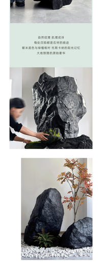 Simulated Black Mountain Stone Floor Decoration