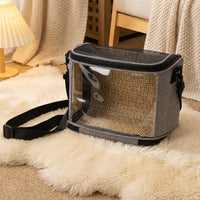 Portable Pet Carrier with Transparent Window and Textile Hamster Carrier, Rectangular Guinea Pig Travel Box, Outdoor Small Animal Bag