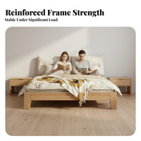 Upholstered Wooden Bed sturdy Wood Construction Upholstered foundation Frame Modern Minimalist and design Bedstead for partners, Adults, Home, Apartment, Hotel
