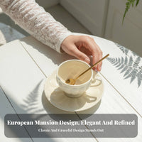 Elegant Design Pedestal Teacup Set Safe Material Cup Saucer Spoon Set Microwave Safe for Tea Lovers, Home Decorators, Cafe, Kitchen