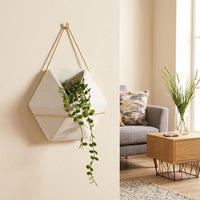 Plant Pots and Hanging Basket for Flower Pots, Modern Nordic Wall Decor for Home Office, Geometric Wall Planter with Rope Plant Hanger, 1 Pack