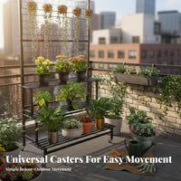 Rolling Plant Stand with Trellis Freestanding Tiered Metal Trellis Space-Saving