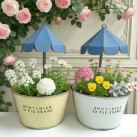 2 Pieces Umbrella Wall Planter Iron Art Metal Umbrella Planter Decorative