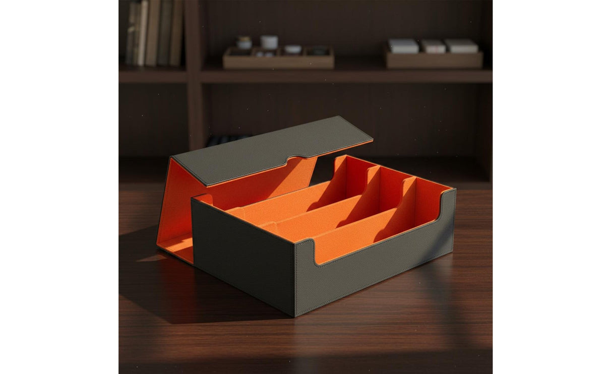 3-Row Card Storage Box Soft Flannel Lining Large Trading Card Case Deck Holder Box Secure Closure