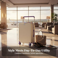 Multi-Function Hardside Luggage Two-Tone Design Suitcase Wide Trolley Handle