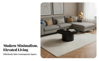 2 Pieces Round Nesting Table Set Minimalist Design Living Room Furniture Snug Design Non-Slip Feet for Renters, Office, Bedroom