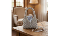 Beaded Handbag with Drawstring Pouch Compact Purse Small for Weddings