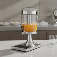 Double Head Beverage Dispenser Thickened PC Container Stainless Steel Fruit Drink Urn Hot Cold Beverage Urn Rust-Resistant