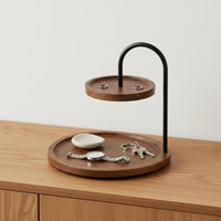 Double Layer Display Shelf Open Design Wood and Metal Vanity Tray Nordic Design