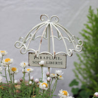 Umbrella Garden Stake Easy Setup Wrought Iron Plant Pick Weather Resistant