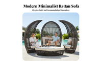Circular Shape Round sun shade Daybed Weather Resistant Round Daybed with sun shade luxurious paddings Outdoor Furniture Hand-Woven for summerel Owners, Homeowners, vacation destination, pool area, Garden, rearyard