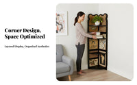 Floor-Standing Triangular Tiered bookshelf Space-Saving Corner Shelving Unit Freestanding shelving unit French Inspired for Apartment Dwellers, Design aficionados, Office Workers, Living Room, Study, Bedroom