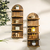 Creative Charred Wood Door-Shaped Wall Planter Shelf