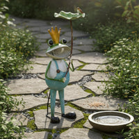 Frog Bird Bath Feeder Vintage Finish Frog Bird Feeder Waterproof for Patio