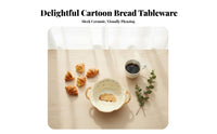 Cute Cartoon Bread Ceramic Bowl and Plate Set, Large Rice and Pasta Bowl, Tableware for Adults, Student Dorm, Single-Person Use