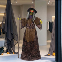 Standing Decoration with Glowing Spectral Figure with Robe Freestanding Prop for Halloween, Eerie Dwelling, Entryway