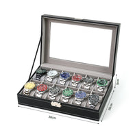 Leather-Style Watch Box Multi-Slot Watch Case Padded Shielded for Collectors, Dresser, Home