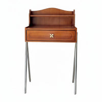 Vanity Table with Drawers Vintage Design Wooden Console with Hutch Central-Era Modern Space-Saving for Teen Girls