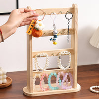 Solid Wood Minimalist Jewelry Display Stand, Multi-layer Organizer for Keychains, Hair Ties, Hair Accessories, Bracelets, for Market Stalls
