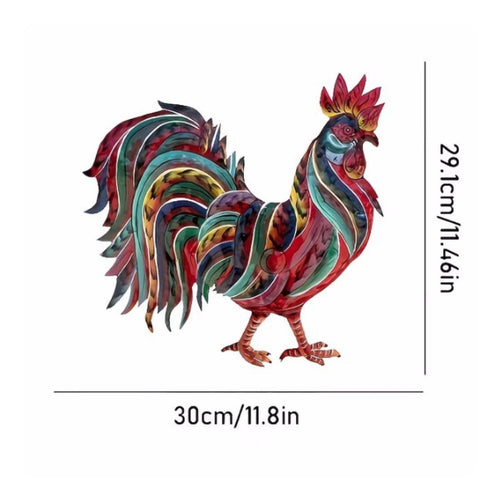 Metal Cockerel Wall Decor Easy to Hang Metal Cockerel Wall Art Colorful House Decoration for Entryway, Porch