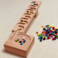 Marble Run with Wooden Blocks Open-Ended Wooden Marble Run Sensory Set for Young Children, Child-Centered School