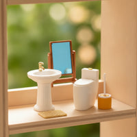 4 Pieces Dollhouse Bathroom Set Elegant Furniture Interactive for Hobbyists