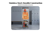 Firefighter Uniform Rack Heavy Duty Stainless Steel Turnout Gear Stand Multi-Level Storage Double-Sided Equipment Rack for Firefighters, Changing Room