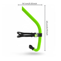 Swim Training Snorkel Silicone Mouthpiece Center Mount Training Snorkel Adjustable Head Strap Breathing Tube for Swimmers, Freediving