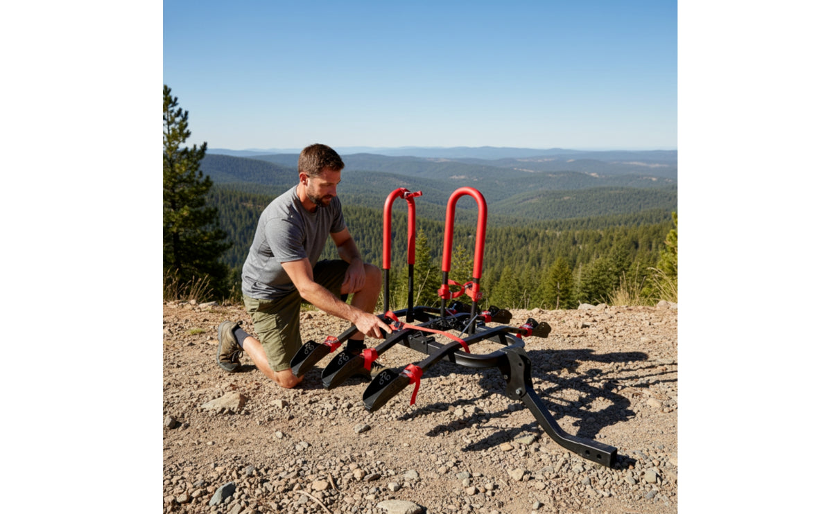 3-Bike Rack with Padded Arms Foldable 3-Bike Carrier Compact for Cyclists, Families, Road Trips, Trail Riding