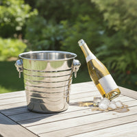 Ice Bucket with Handles 5L Stainless Steel Ice Bucket Silver Beverage Chiller for Bartenders, Restaurants