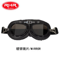 Classic Matte Black Frame Angled Goggles for Retro Helmets