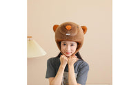Furry Creature Cap Hat Brown Rodent Head Hat Stuffed Headwear