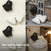 Layered Black Strapless Doll Outfit Buckle Detail Two-Piece Doll Set Soft Cloth Toy Clothing Stylish