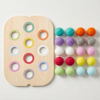 3 Pieces Educational Wooden Sensory Board Safe Sensory Board with Pom-Poms Tabletop Toy Fine Motor for Toddlers, Preschoolers, Kids, Playroom, Classroom, Homeschool