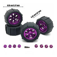4 Pieces 1:12 1:14 1:16 1:18 Sand Racer Paddle Wheel Set High Grip Aluminum Unpaved-Surface Wheels for Beach