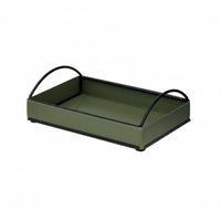 Rectangular Storage Tray Arched Handles PU Leather Tray Decorative