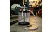 Graduated Oil Collection Cup with Pressure Gauge Transparent Pneumatic Oil Extractor Cup for Auto Technicians, Mechanics, Workshops