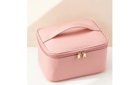 Waterproof Makeup Bag with Brush Slots Zippered Makeup Bag with Handle Compact Cosmetic Travel Organizer Versatile for Bathroom, Vanity