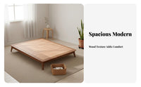 Japanese design Headboardless Bed Frame Space-Saving Slatted Bedstead Minimalist Look Mattress Foundation Joinable Design for Small Apartment Dwellers, partners, Minimalists, Studio Flat, Guest Room