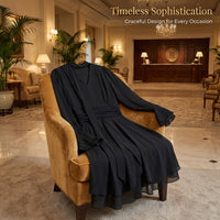 Wedding Guest Dresses for Women with Long Sleeves, Sheer Fabric V Neck Midi Dress with Ruffle Trim, Loose up to 8XL