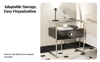 Metal Frame End Table Modern Minimalist Design Exposed-Shelf Side Table