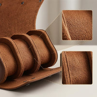 Watch Roll with 3 Slots Leather Textured Organizer Compact for Journeyers